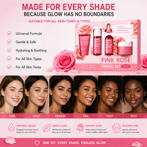 Tonique coréen hydratant et éclaircissant pour le visage, marque privée, coffret de voyage soin de la peau à la rose, pour tous les types de peau - Product Image 4