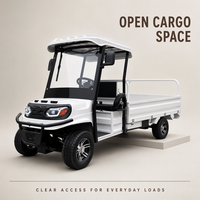 Chariot utilitaire électrique à 4 roues avec capot de benne, pneus tout-terrain, moteur 2500W, 30 km/h, certifié CE