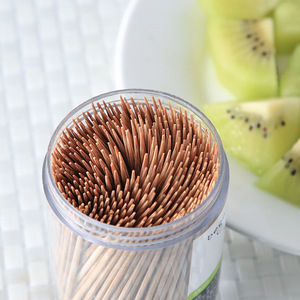 Carbonized Bamboo Toothpicks 8cm Disposable Double-Ended For Fruit And Hotel Use 300 Pcs Per Tube Pack - Product Image 3