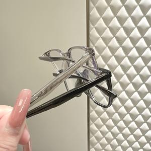 Monturas de Gafas Rectangulares Extra Grandes Estilo Coreano para Mujer, Montura Ancha con Patillas de Acetato, Lentes Planas con Bloqueo de Luz Azul T225 - Product Image 3