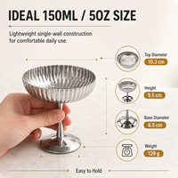 Bol à dessert sur pied en acier inoxydable 304 haut de gamme, couleur or et argent, pour glaces et coupes glacées, idéal pour hôtels et restaurants