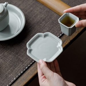 Guanlan Sky Blue Ru Kiln Coaster Ceramic <b>Tea</b> Cup Holder Heat Insulation Pad New Chinese Style <b>Tea</b> <b>Set</b> Accessories - Product Image 2