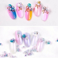 Colorido Rhinestone perla Nail Art cristal tamaño cuentas sin agujeros redondo ABS imitación perla DIY manualidades Decoración