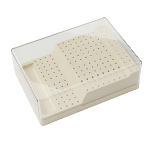 Porta Frese Dentali 168 Fori Scatola Organizer in Plastica ABS con Coperchio Trasparente per Gambo FG RA - Product Image 1