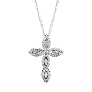 Élégant pendentif croix infini pour femme en argent 925 et moissanite étincelante, serti griffe, avec breloque GRA style Hip Hop - Product Image 1