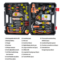 Kingsdun 102 pièces outils électriques ensemble combiné sans fil marteau foret ensemble perceuse sans fil
