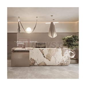 Mueble de Recepción Comercial de Mármol Travertino Natural de Forma Irregular Personalizado de Diseño Moderno para Salón o Tienda - Product Image 4