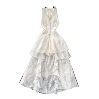 Robe d'été à col halter sans manches, taille haute, à volants, dos ouvert, à étages pour femme