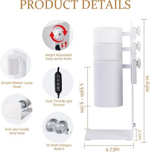 LANJO All-Metal Construction Candle Warmer Lamp with <b>Timer</b> & Dimmable Switch with 2 Free bulbs Geometric L-Shape Fragrance Lamp - Product Image 4
