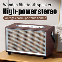 Altavoz Inalámbrico Portátil Retro de Madera de Alta Calidad para Exteriores, Salida de 40W, Batería de 5000-10000mAh, Compatible con Teléfonos Móviles y Computadoras