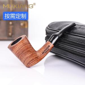 Muxiang Rosewood Tobacco Pipe Bent Type With 3mm Filter Handmade Engraved Logo Personal Gift - Product Image 1