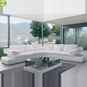 <span class=keywords><strong>Grand</strong></span> canapé sectionnel blanc moderne Nouveau design blanc Grands coussins en mousse pure de cuir Canapé 8038 - Product Image 3