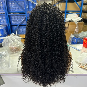 Perruque frontale Super Double Drawn Pixie Curl 13*4 en dentelle, 100% cheveux humains, couleur noir naturel, perruque Pixie sans colle, pleine densité - Product Image 1