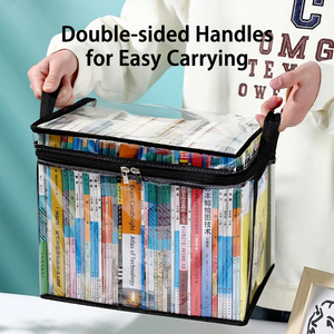 Bolsa transparente para almacenamiento de libros, organizador de libros de texto plegable, impermeable y a prueba de polvo, de gran capacidad, con cremallera - Product Image 3