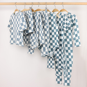 <span class=keywords><strong>Pigiama</strong></span> per bambini in cotone di bambù <span class=keywords><strong>2</strong></span> <span class=keywords><strong>pezzi</strong></span> comodo abbigliamento per bambini Set Jogger a scacchi abbigliamento per bambini inverno - Product Image 2