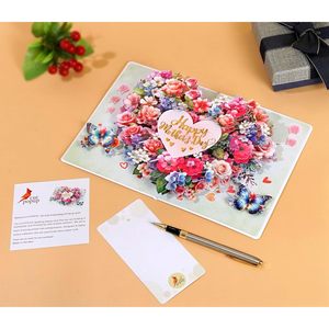 Flowers Heart Mother's Day 3D Pop-Up Greeting Card for Mom <b>Wife</b> Mam Gift Paper 4 Color Digital Printing Gold Stamping - Product Image 3
