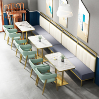 Café-restaurant restauration rapide commercial carré métal marbre café cuir restaurant banc canapé meubles stand sièges table chaise ensemble