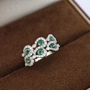 UM jewelry 18k green gemstone lab-grown <b>diamond</b> <b>ring</b>, unisex daily wear, wedding anniversary gift - Product Image 5