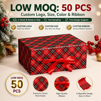 Boîte cadeau de Noël pliable en carton rigide, matériaux recyclés, emballage de luxe pour cosmétiques et parfums, fermeture magnétique, boîte rouge