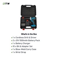 Kit de perceuse sans fil A7-0002, perceuse électrique 21V, mandrin sans clé 10 mm, 2 batteries pour le bricolage à domicile, le travail du bois et le perçage