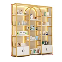 LED Kosmetik-Vitrine Mehrstöckiges Bodenaufbewahrungsregal für Salon Nagelstudio Live-Streaming
