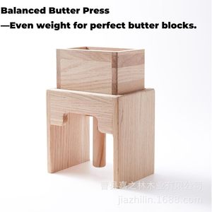 Prensa de mantequilla de madera maciza, color natural, utensilio de cocina de madera para dar forma a la mantequilla, diseño moderno minimalista - Product Image 5