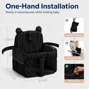 Housse de siège de chaise haute universelle noire pour bébé, lavable en machine, avec sac spécial rembourré pour chariot de courses - Product Image 1