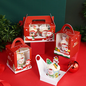 Caja de magdalenas navideñas con 1, <span class=keywords><strong>2</strong></span>, 4 y 6 agujeros, con insertos, venta al por mayor, mini cajas de pastel con ventana de mango - Product Image 4