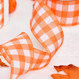 Лента из льняной ткани в клетку с проволочным краем, <span class=keywords><strong>2</strong></span>,5 дюйма x 10 ярдов, оптом, на заказ, для рождественского декора дома, отеля, для использования внутри и снаружи помещений, для рукоделия, упаковки подарков - Product Image 2