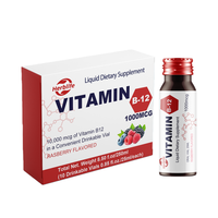 Complément alimentaire liquide OEM Vitamine B12 1000mcg par dose, saveur framboise, pour le soutien énergétique, 10 flacons buvables