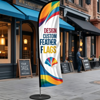 Drapeau à plumes personnalisé en polyester double face de haute qualité et durable avec impression par sublimation pour les centres de distribution en gros