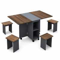 Juego de Mesa de Comedor Plegable con Almacenamiento, Muebles de Comedor Compactos y Expandibles para Sala de Estar