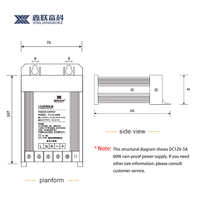 Fuente de Alimentación LED IP65, Transformador de CA a CC con Voltaje de Salida de 12V, Corriente de 33A, Salida Única, 400W, Resistente a la Lluvia