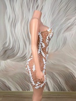 Robe mini moulante à découpes et strass pour femme, sexy, pour soirée en boîte de nuit, danse, scène, été, nouveauté