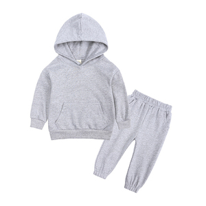 Ensembles de vêtements de jogging pour enfants RTS, survêtement à capuche, ensembles de survêtements unis, couleur Morandi, vêtements pour enfants prêts à être expédiés - Product Image 4