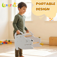 Tabouret d'appoint pliable en bois en forme d'ours, convertible, moderne, pour enfants, à deux niveaux, pour chambre, salle de bain et appartement d'hôtel