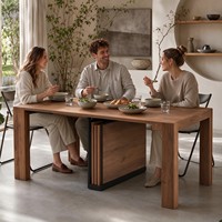 Table à manger pliable moderne en bois massif, écologique, durable, 8 places, imperméable, pour petits appartements, meubles de maison rectangulaires