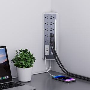 ETL/UL/FCC Certified Mexico Standard <b>Switch</b> Desk Power Strip 10 Outlets <b>with</b> 5ft Cord Indicator Light Under Desk Strip for Home - Product Image 3