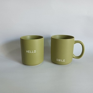 Tasses à café en céramique bleu mat 360 ml, motif lettres Relax Rock, écologiques, style minimaliste américain, capacité 200 ml - Product Image 4