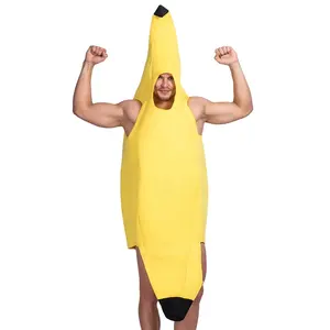 Wholesale funny fruit banana cosplay jumpsuit for adult Halloween carnival costume adults men mascot costumes