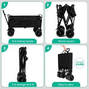 बड़े रेत पहियों के साथ ढहने वाली फोल्डेबल भारी ड्यूटी वैगन पोर्टेबल शिविर खेल आउटडोर मोवर ट्रॉली अनुकूलन योग्य ओएम जाल - Product Image 3