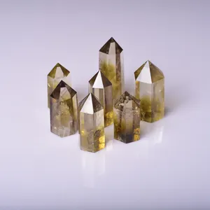 天然透明黄水晶石英石愈合透明黄水晶点
