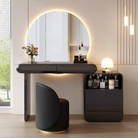 Coiffeuse de luxe légère en bois massif avec miroir et meuble de rangement, haut de gamme, pour chambre à coucher, style classique moderne Wabi-Sabi, petite table de maquillage