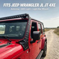 Support de fixation pour barre lumineuse LED en aluminium noir, 52 pouces, pare-brise supérieur, montant A, pour Jeep Wrangler JL 2018+ Gladiator JT JL1204
