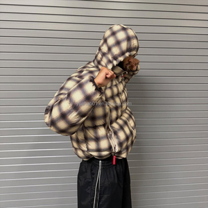Veste <span class=keywords><strong>d</strong></span>'hiver pour homme en duvet matelassé rembourré en coton personnalisé à fermeture éclair à capuche vintage thermique - Product Image 2