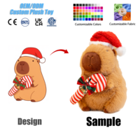 Peluche Capybara de Noël Personnalisée, Jouet Doux à Câliner, Animal en Peluche Kawaii, Poupée sur Mesure, Décoration de Chambre d'Enfant, Cadeau, Vente en Gros