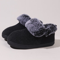 Chaussons unisexe en feutre et fausse daim, couleur bordeaux, chauds pour l'automne et l'hiver, avec col en laine, sans talon, doublure en peluche et semelle EVA, vente en gros