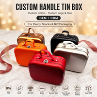 Boîte en métal personnalisée en forme de valise en stock, 5 couleurs, avec poignée et fermoir, pour bonbons, snacks, cadeaux, prête à être expédiée, OEM ODM