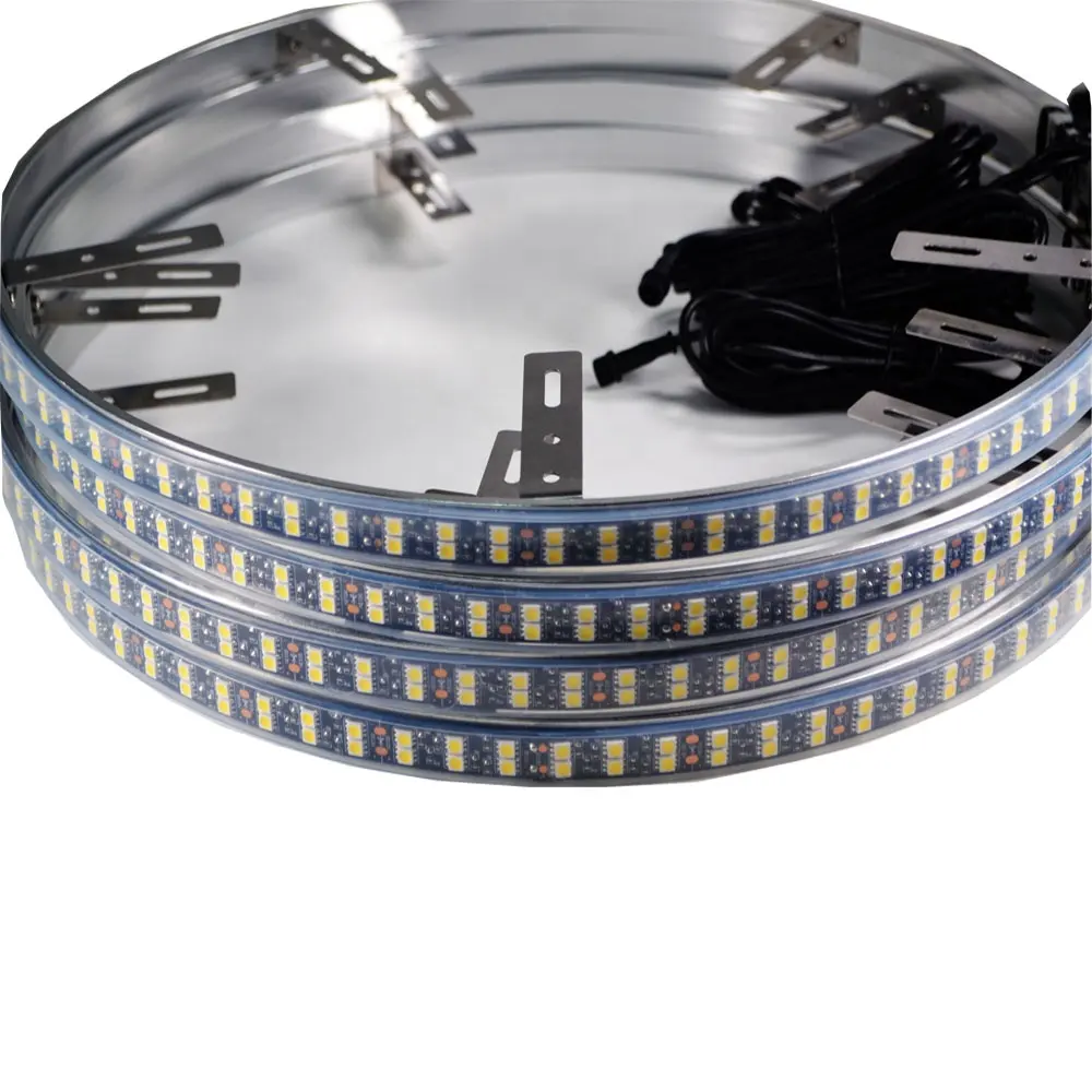 Lampu cincin roda 17 inci 4 buah, lampu LED ganda warna Solid putih murni