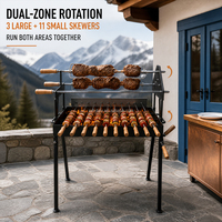 Grill électrique rotatif en acier inoxydable pour charbon de bois, 40 brochettes, automatique, pour Arrosticini, avec contrôle tactile de sécurité et système Flame Tamer
